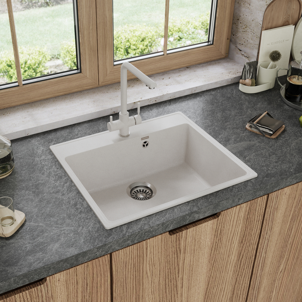 Maunfeld Perla 580 MFQS-580W, мойка, гранит, кремовый