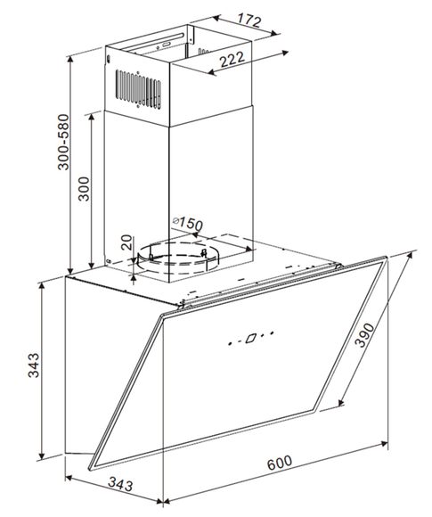 Maunfeld EAGLE 850 60 Glass Black