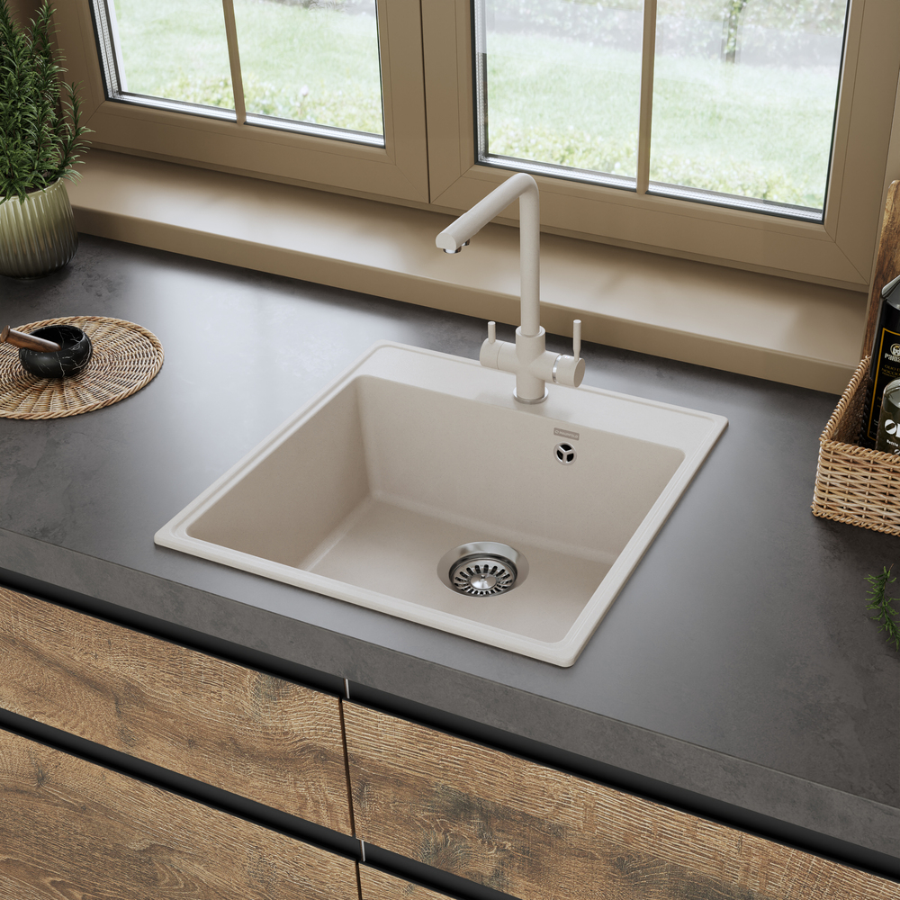 Maunfeld Perla 505 MFQS-505LBG, мойка, гранит, светло-бежевый