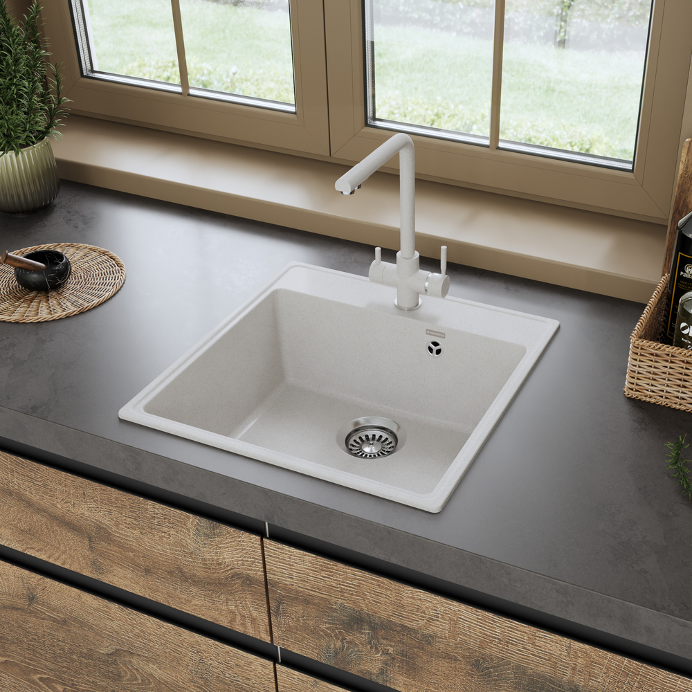 Maunfeld Perla 505 MFQS-505W, мойка, гранит, кремовый