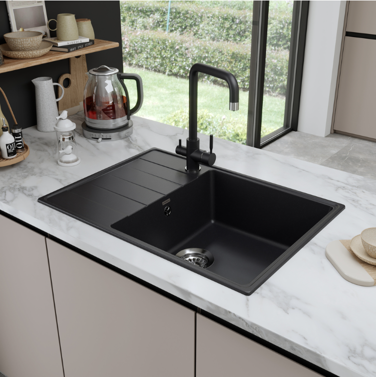 Maunfeld Lacrima 700 MFQS-700B, мойка, гранит, черный