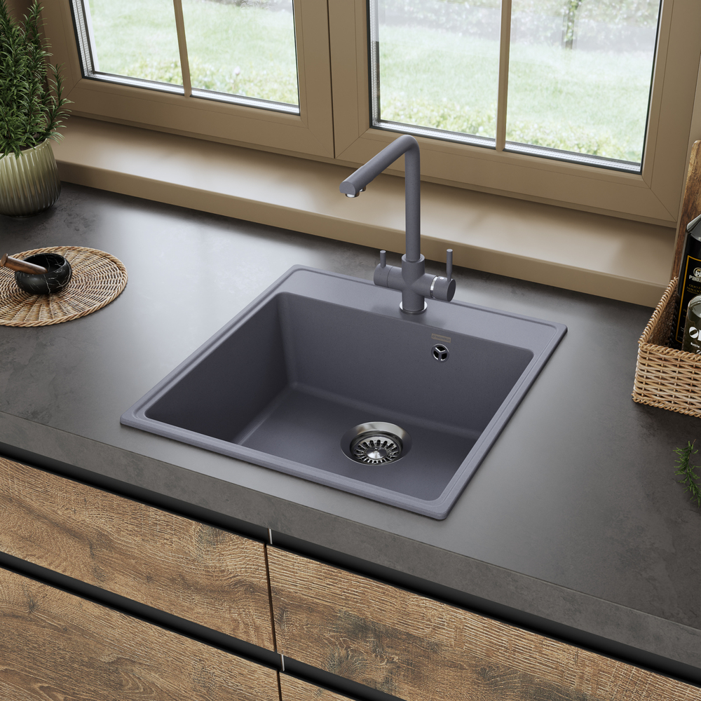 Maunfeld Perla 505 MFQS-505LGR, мойка, гранит, светло-серый