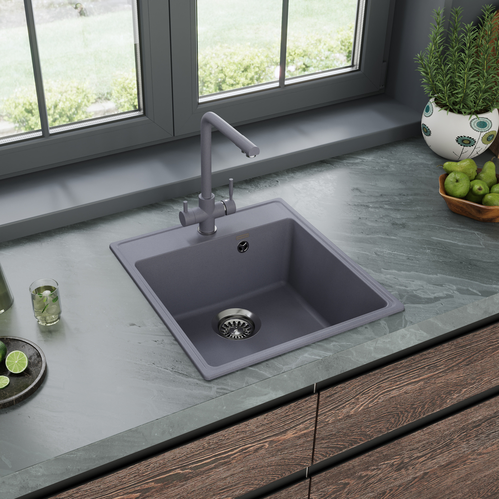 Maunfeld Perla 460 MFQS-460LGR, мойка, гранит, светло-серый