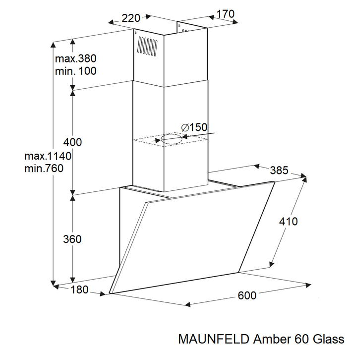 Maunfeld Amber 60 Glass Black