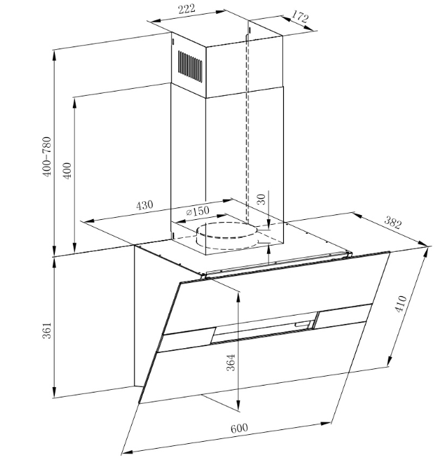 Maunfeld MERSEY 60 Inox Glass white
