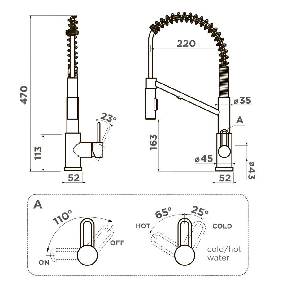 Omoikiri Mikawa 2 Plus-SB-GM, смеситель, вороненая сталь