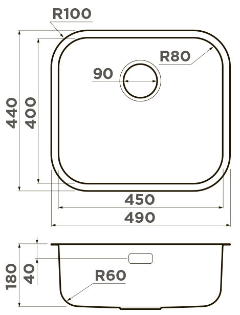 Omoikiri Omi 49-U-GM, мойка, нержавеющая сталь/вороненая сталь