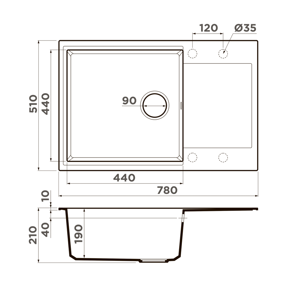 Omoikiri Daisen 78-LB-ES, мойка, гранит, эспрессо