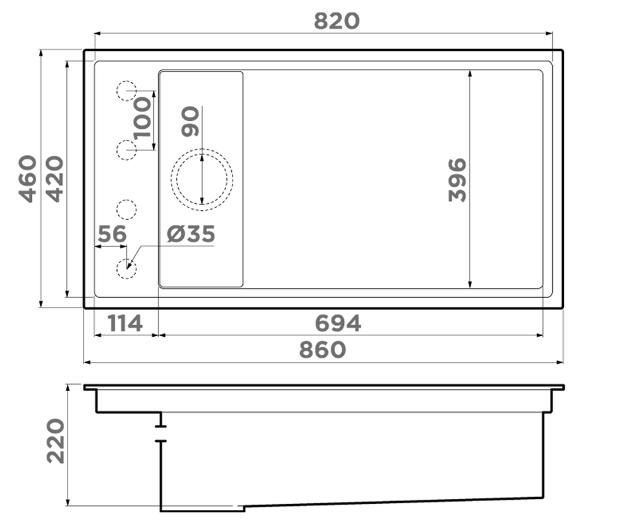 Omoikiri Kinaru 86-U/I GB, мойка, керамика, графит
