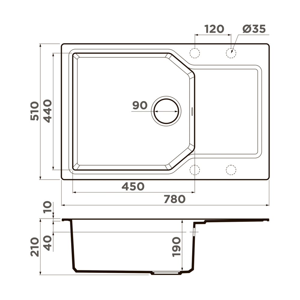 Omoikiri Yonaka 78-LB-BL, мойка, гранит, черный