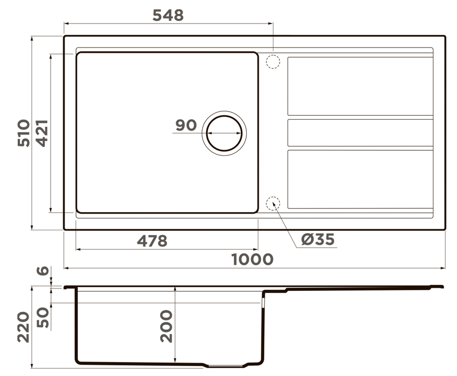 Omoikiri Kitagawa 100-WG, мойка, керамика, wind green