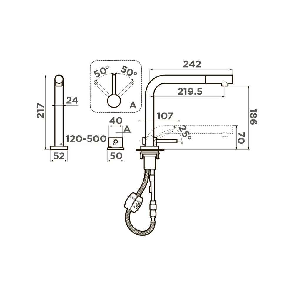 Omoikiri Nara-S-GB, смеситель, графит
