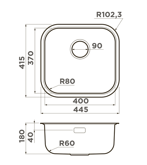 Omoikiri Omi 44-U/IF-GM, мойка, нержавеющая сталь/вороненая сталь