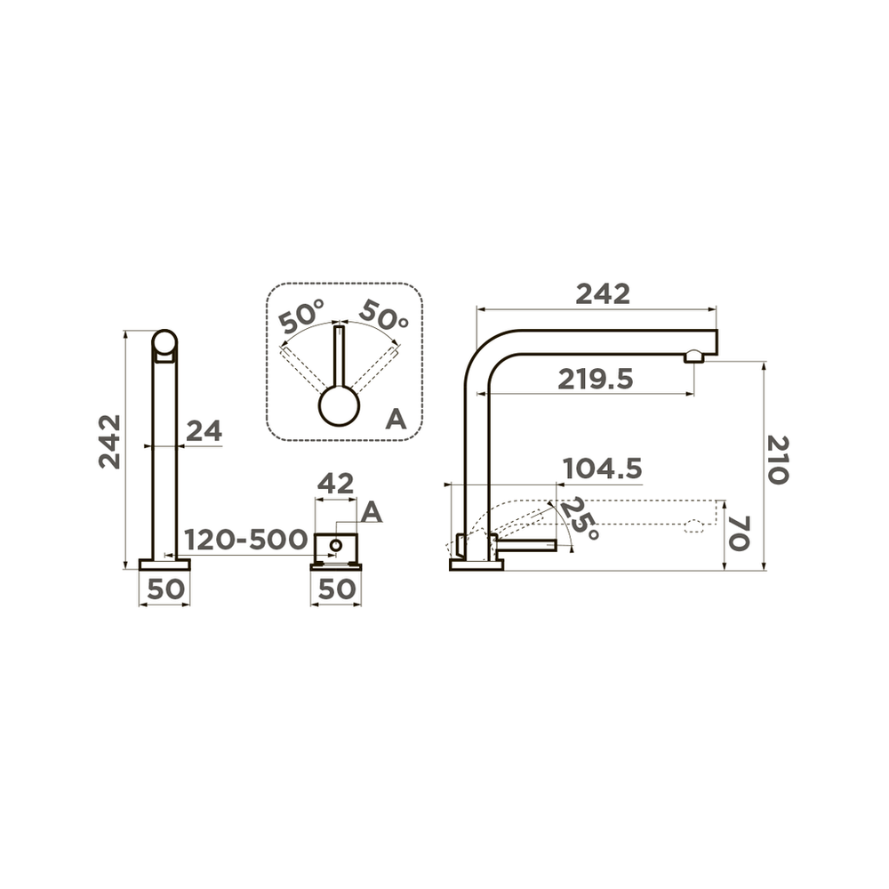 Omoikiri Nara-LG, смеситель, светлое золото
