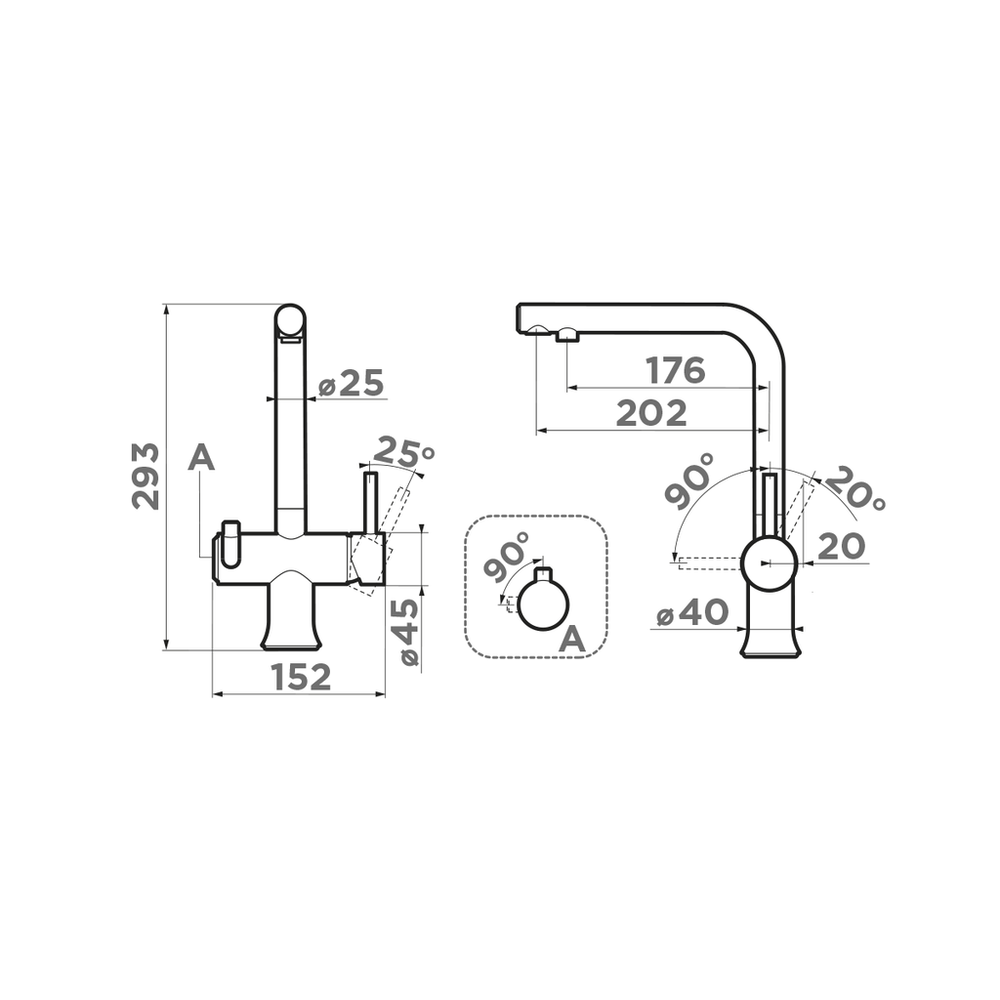 Omoikiri Hotaru-B, смеситель, вороненая сталь/голубые вставки на ручках