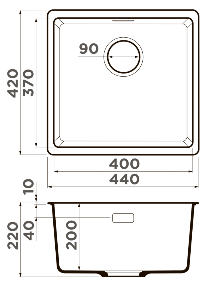 Omoikiri Kata 44-U-ES, мойка, гранит, эспрессо