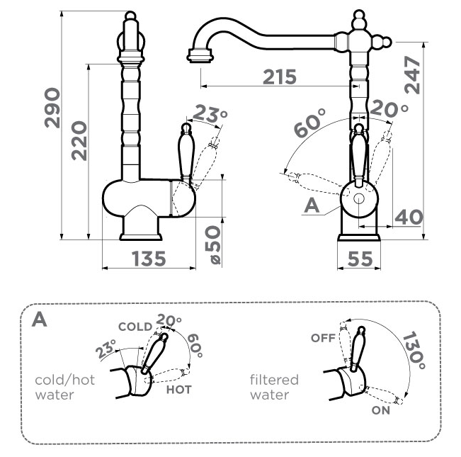 Omoikiri Kyoto 2 Plus-G, смеситель, золото