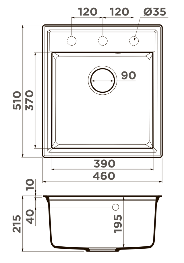 Omoikiri Daisen 46-PA, мойка, гранит, пастила