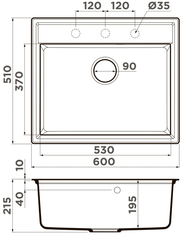 Omoikiri Daisen 60-ES, мойка, гранит, espresso