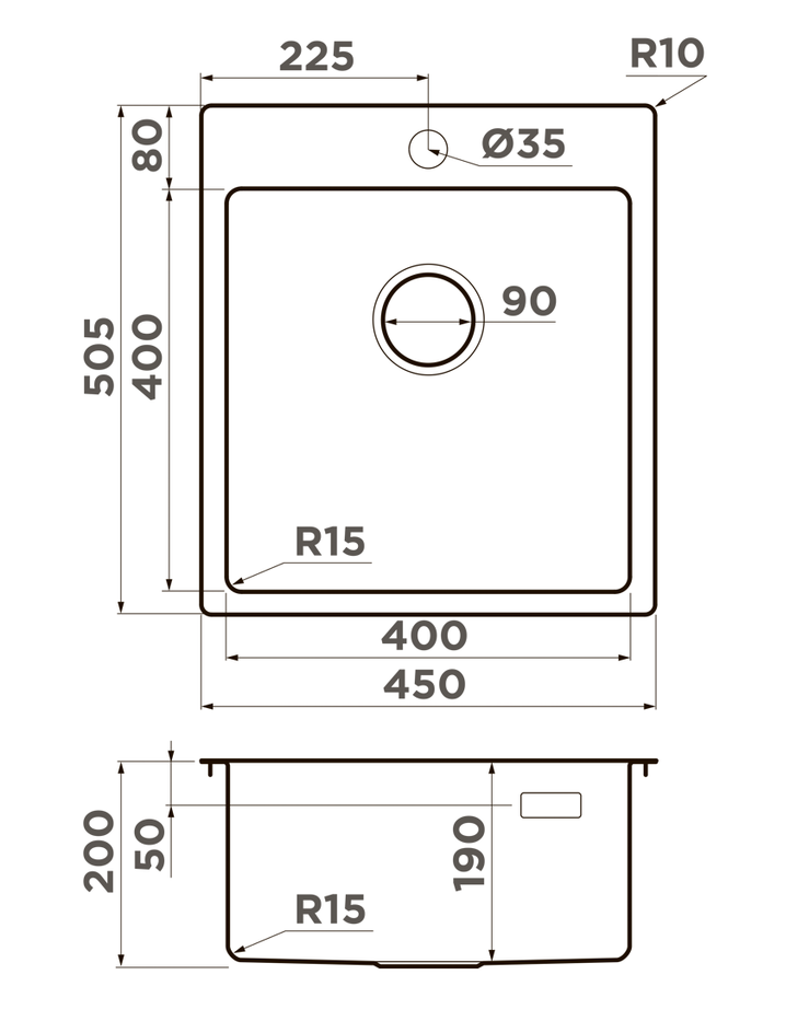Omoikiri Amadare 45-IN, мойка, нержавеющая сталь 