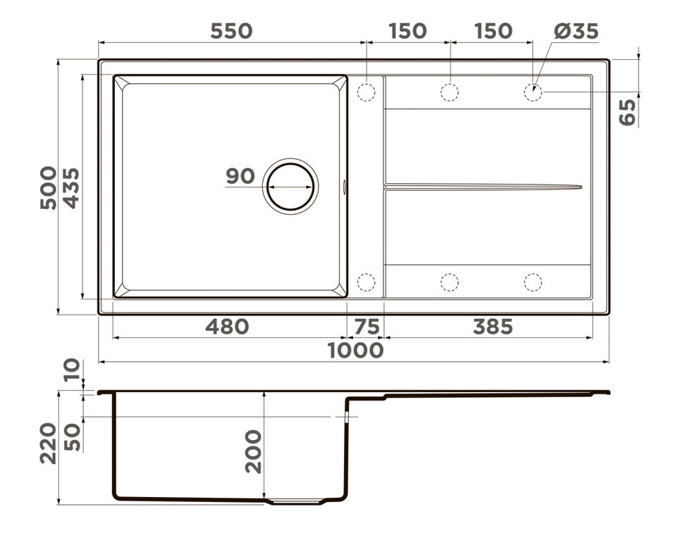Omoikiri Sumi 100A-GB мойка, керамика, графит