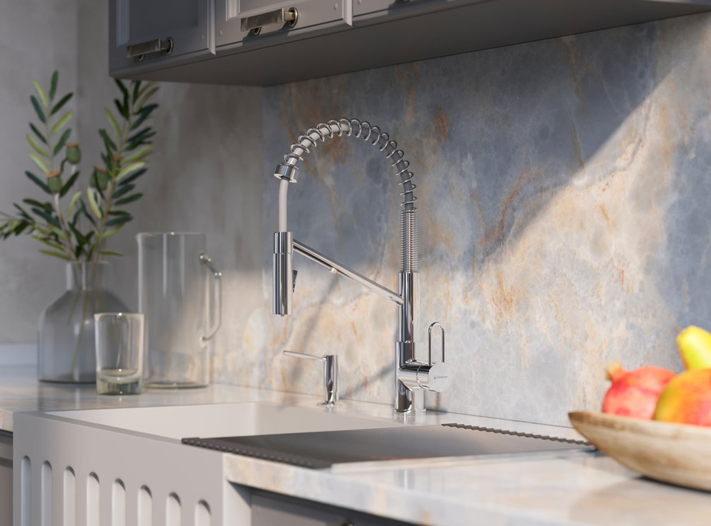 Omoikiri Mikawa 2 Plus SB LG, смеситель, светлое золото