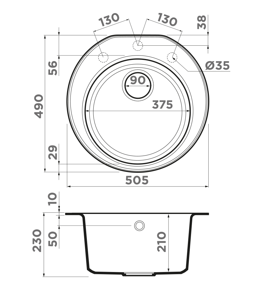 Omoikiri Miya 50R CH, мойка, гранит, шампань