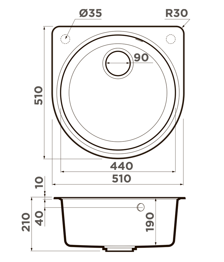 Omoikiri Akegata 51-GR, мойка, гранит, leningrad grey