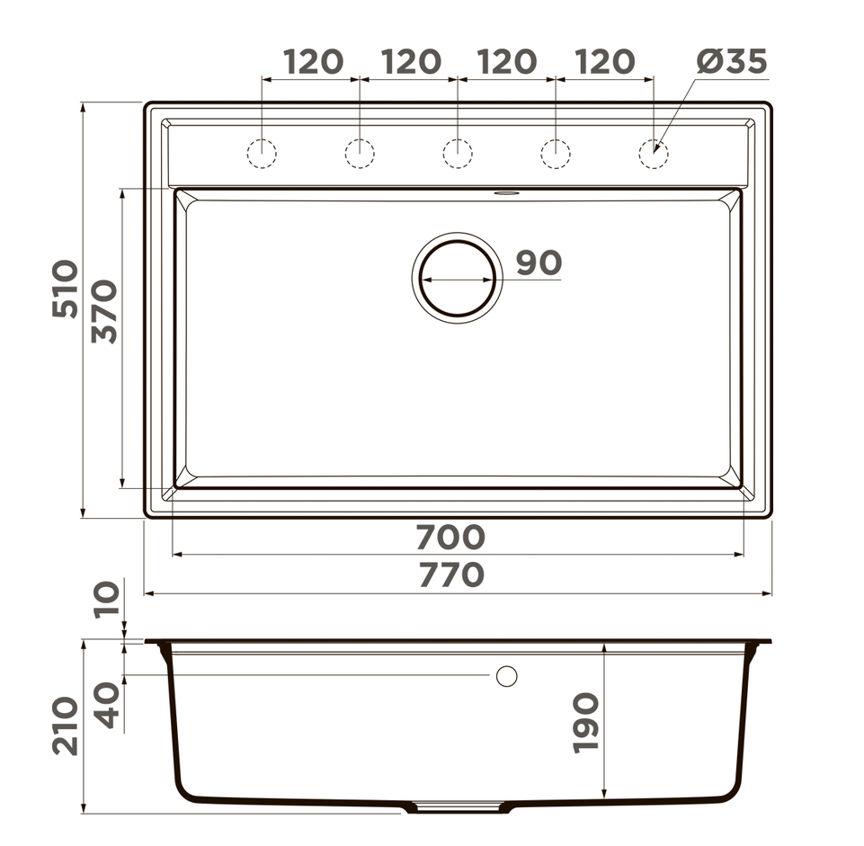 Omoikiri Daisen 77-BL, мойка, гранит, черный