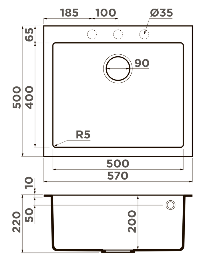 Omoikiri Bosen 57-BL, мойка, гранит, черный