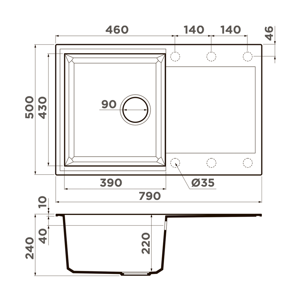Omoikiri Sakaime 79-PL, мойка, гранит, платина