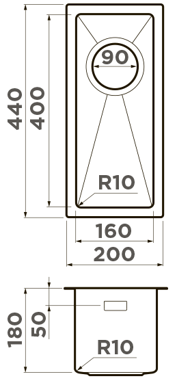Omoikiri Taki 20-U/IF-LG, мойка, нержавеющая сталь/светлое золото
