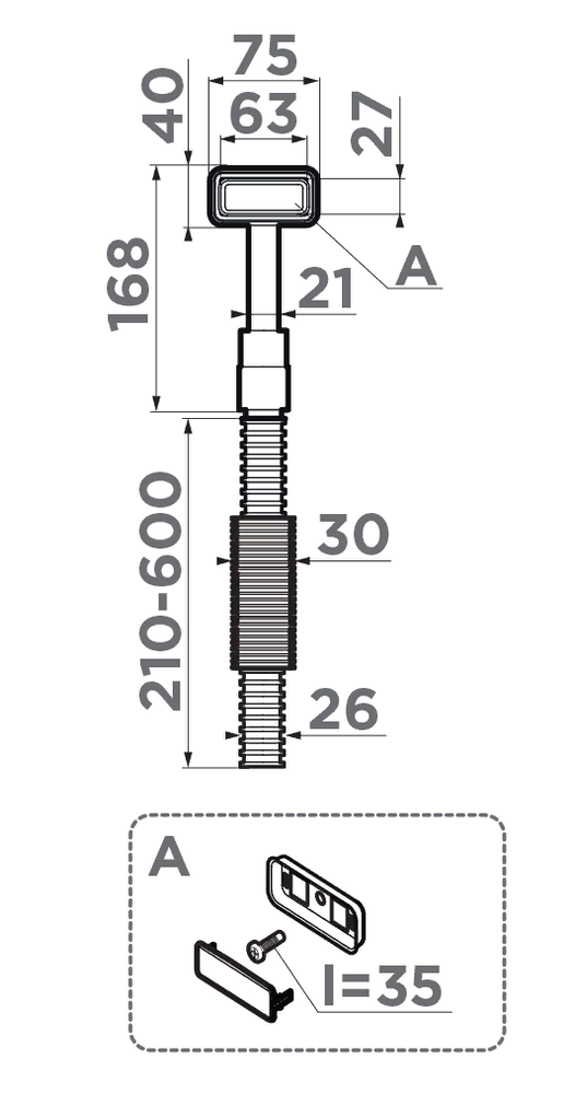 Omoikiri OV-1-S GB Сменный прямоугольный перелив для арматуры серии WK-GB, графит