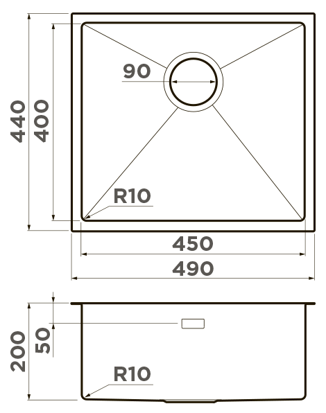 Omoikiri Taki 49-U/IF-GB, мойка, нержавеющая сталь/графит
