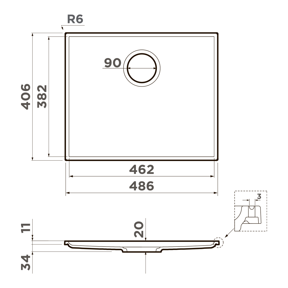 Omoikiri Kiten 48-INT GB, мойка, керамика, графит