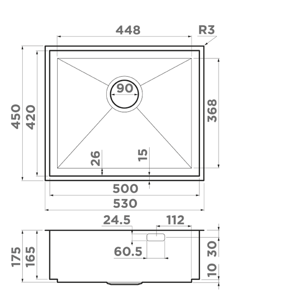 Omoikiri Kasen 53-26 INT IN, мойка, нержавеющая сталь/нержавеющая сталь
