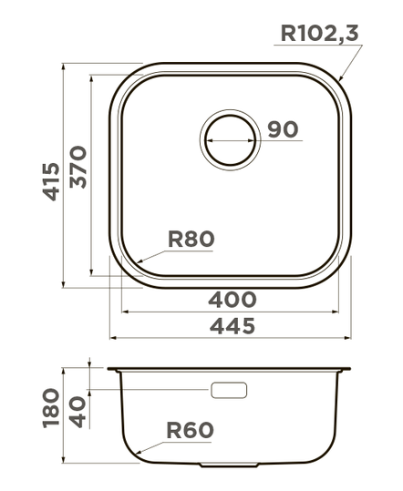 Omoikiri Omi 44-U/I-LG, мойка, нержавеющая сталь/ светлое золото