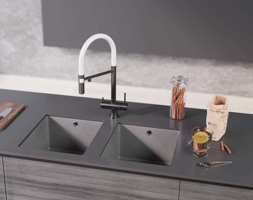 Omoikiri Bosen 38-U-GR, мойка, гранит, leningrad grey