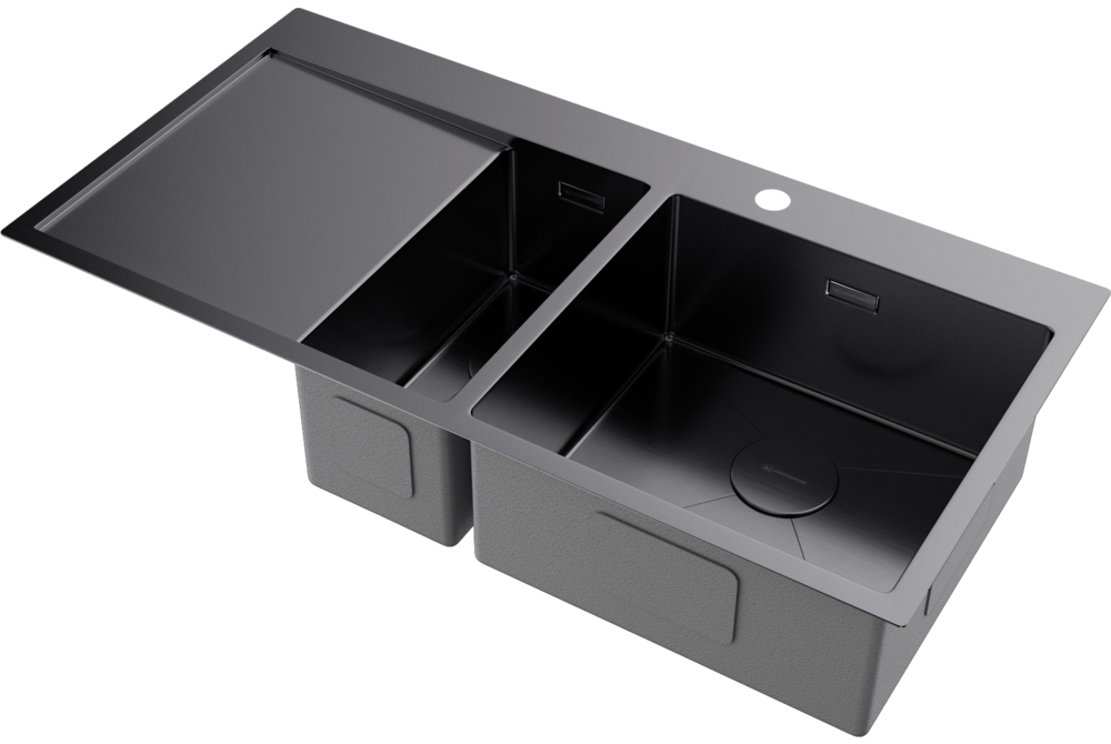 Omoikiri Akisame 100-2-GM-R, мойка, нержавеющая сталь/вороненая сталь, чаша справа