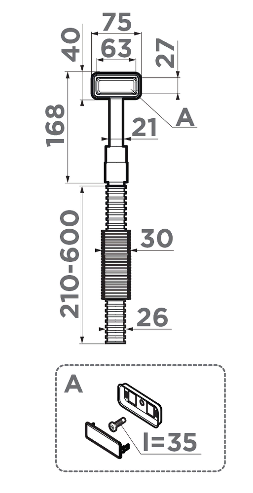 Omoikiri OV-1-S LG Сменный прямоугольный перелив для арматуры серии WK-LG, светлое золото