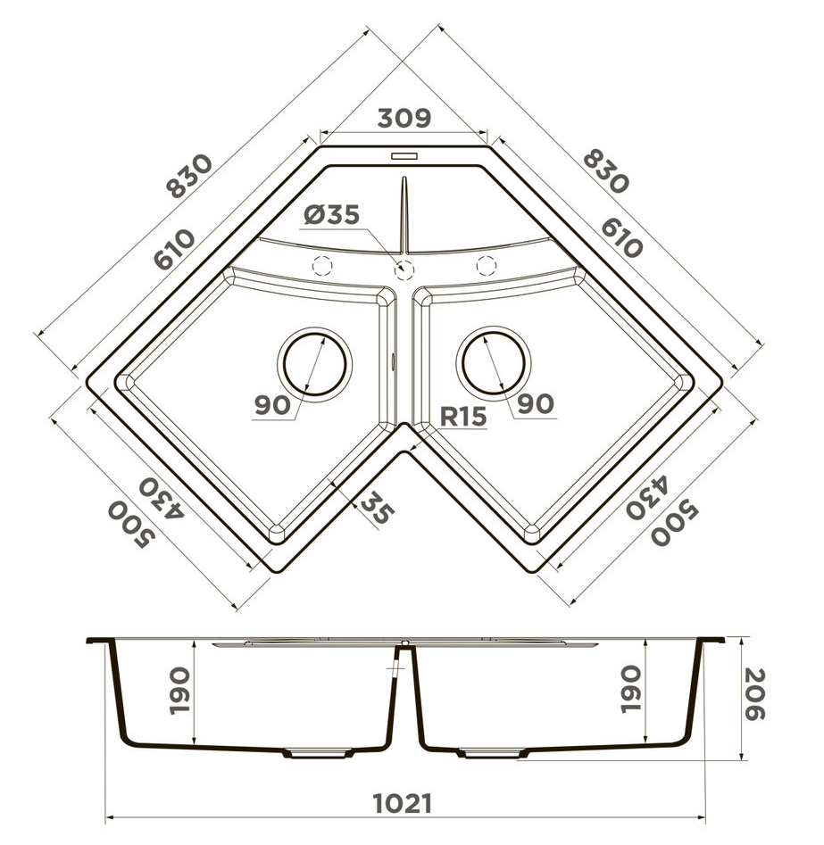 Omoikiri Sumi 83C-WH, мойка, гранит, белый