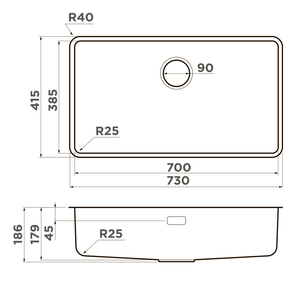 Omoikiri Omi 73-U/I-GB Ultra, мойка, нержавеющая сталь, графит