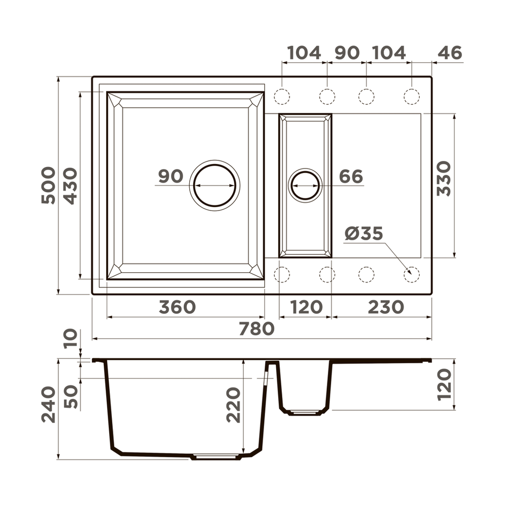 Omoikiri Sakaime 78-2-WH, мойка, гранит, белый