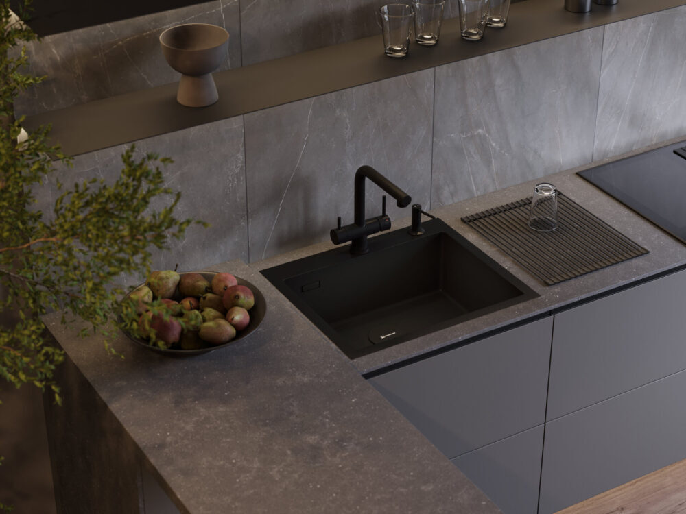 Omoikiri Akisame 59-GB, мойка, нержавеющая сталь/графит