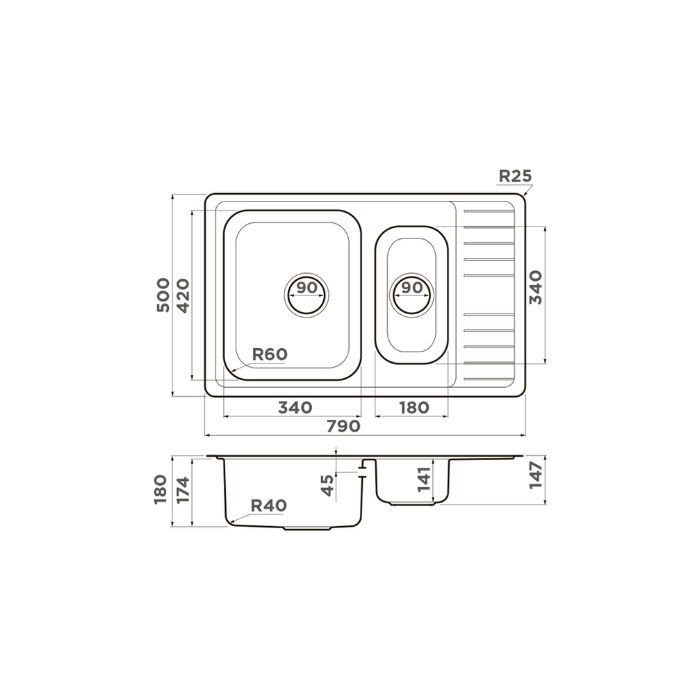 Omoikiri Sagami 79-2-IN, мойка, оборачиваемая, нерж. сталь