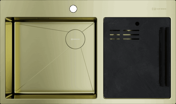 Omoikiri Akisame 86-2 Side-LG, мойка, нержавеющая сталь/светлое золото