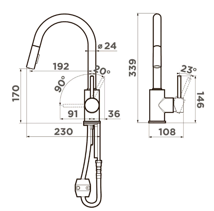 Omoikiri Shinagawa-SB-C, смеситель, хром