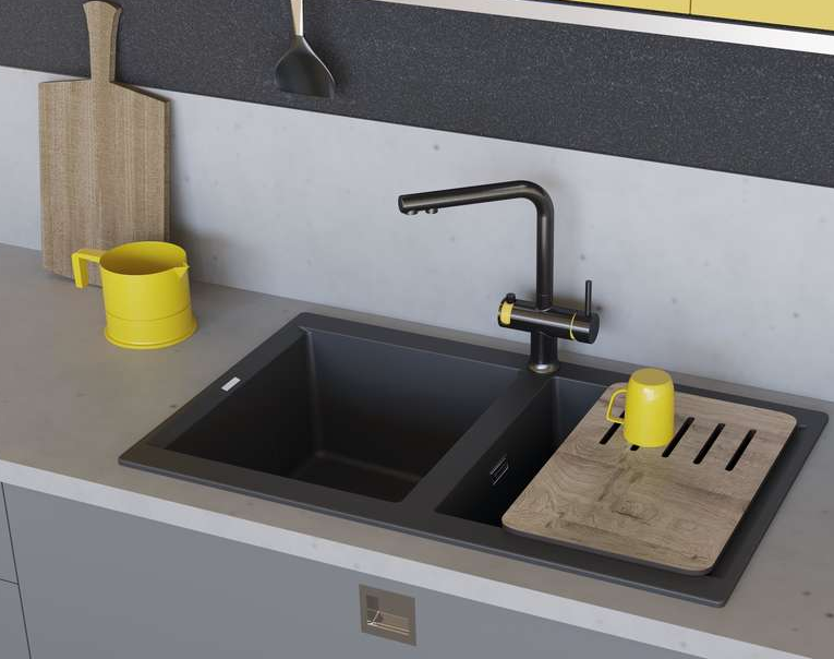 Omoikiri Hotaru-CH-BE, смеситель, хром/бежевые вставки на ручках