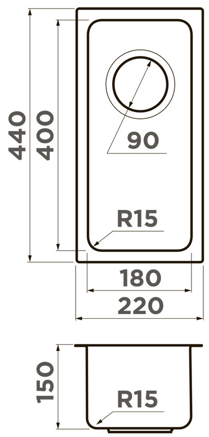 Omoikiri Tadzava 22-U/I-IN Ultra 15, мойка, нержавеющая сталь