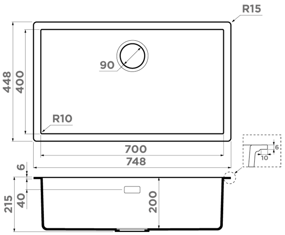 Omoikiri Yamakawa 75-Integra-GR, мойка, керамика, ленинградский серый